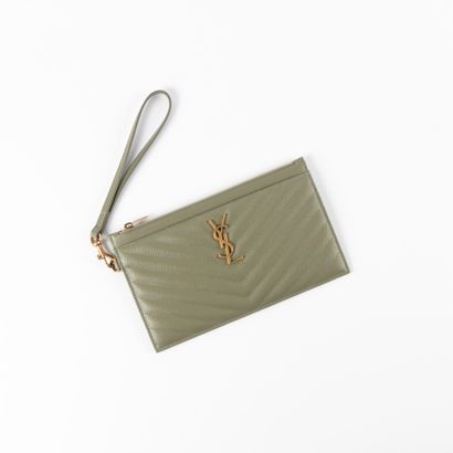 YVES SAINT LAURENT. Green grained leather...