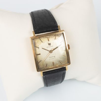 LIP GENEVE. Gold men's wristwatch, square...
