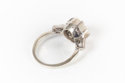 Platinum and white gold ring set with a round...