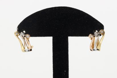 Paire de boucles d'oreilles en or 3 tons...