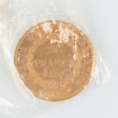 1 monnaie en or: 20 FF 1898A. Sac scellé