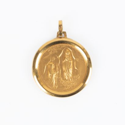 Médaille en or double face à décor de la...