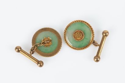 Paire de boutons de manchette à décor d'idéogramme...