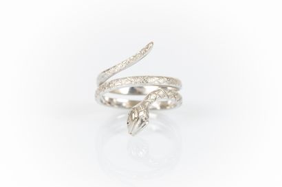 Bague serpent à deux tours en or gris. 5,07...