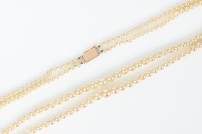 Collier double rangs de perles de culture...