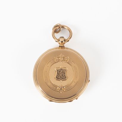 Montre de col en or guilloché et gravé d'un...