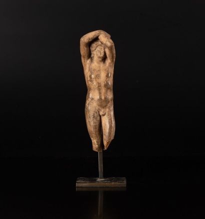 Modello en terre cuite d'un jeune homme nu,...
