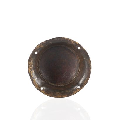 Cabochon bombé en cuivre champlevé, émaillé,...