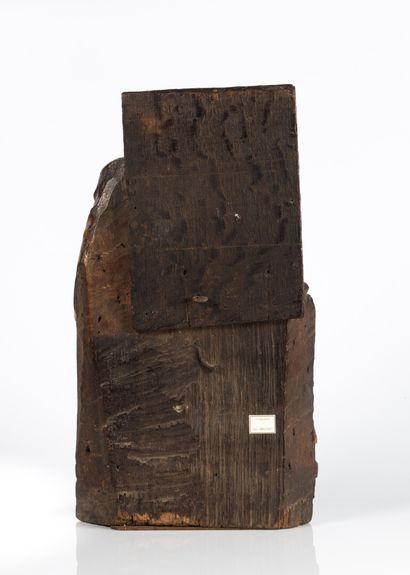 Groupe en chêne sculpté, polychromé et doré...