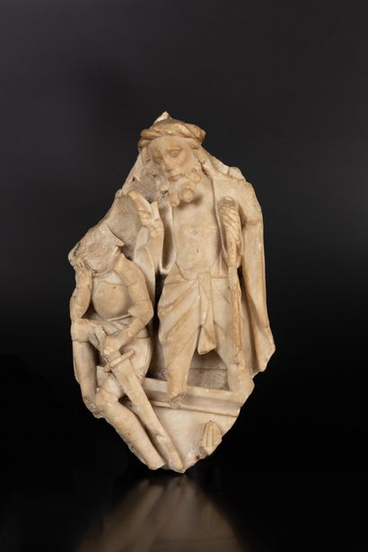 Résurrection en albâtre sculpté en fort relief,...