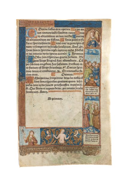 Enluminure sur parchemin d'un grand livre...