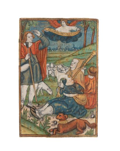 Enluminure sur vélin d'un petit livre d'Heures,...