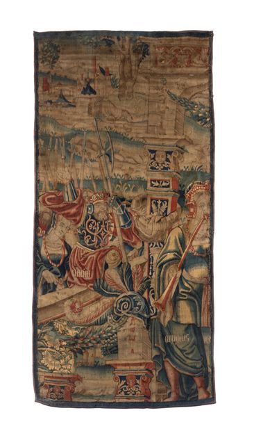 Fragment de tapisserie en laine et soie de...