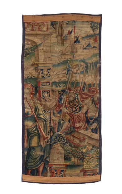 Fragment de tapisserie en laine et soie de...