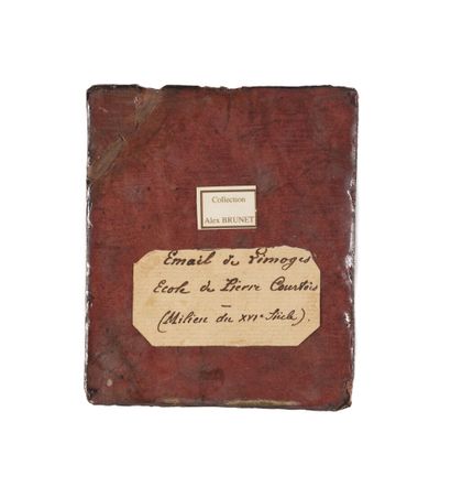 Plaque en émail peint polychrome avec rehauts...