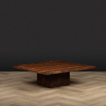 Table basse carrée en placage de palissandre,...