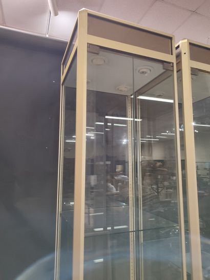 Paire de vitrines en verre, métal et laiton,...