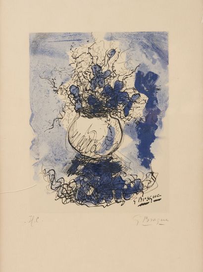 Georges BRAQUE (1882-1963) 
Fleurs à l'aquarelle,...