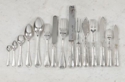 Importante ménagère en argent, modèle à jonc...