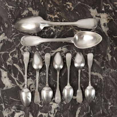 Ensemble de couverts en argent XVIIIe et...
