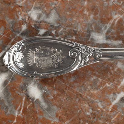 Ensemble en argent:
- pince à sucre à décor...