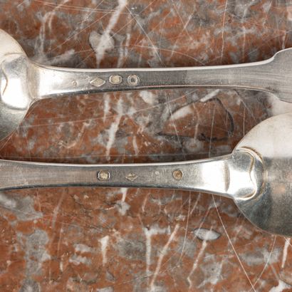 Ensemble de couverts en argent à filets ou...