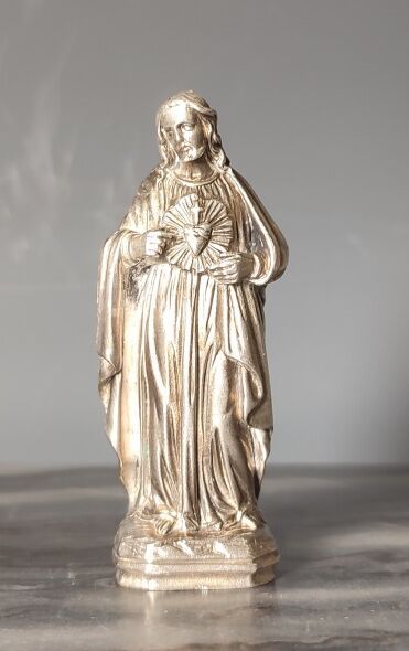 Sacré coeur de Jésus, sujet en argent, poinçon...