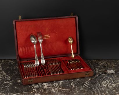 Ensemble de couverts en argent et vermeil,...