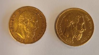 2 gold coins: 20 F Belgium (1869, 1878)