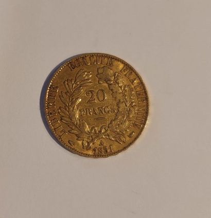 1 monnaie en or : 20 F 1851 A