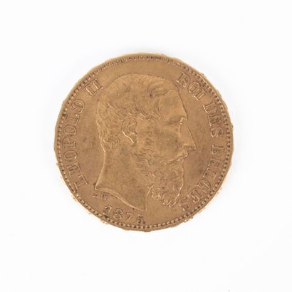 1 monnaie en or: 20 F Belgique 1875
