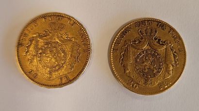 2 gold coins: 20 F Belgium (1869, 1878)