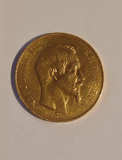 1 monnaie en or : 50 F 1855 A Napoléon III...