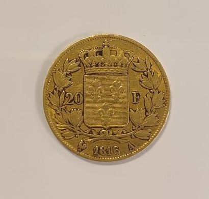 1 monnaie en or : 20 F 1816 A Louis XVII...