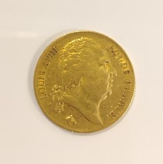 1 monnaie en or : 20 F 1816 A Louis XVII...
