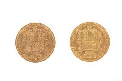 2 gold coins: half sovereigns 1869 1883