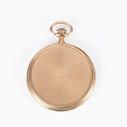 Montre de poche plate en or guilloché à décor...