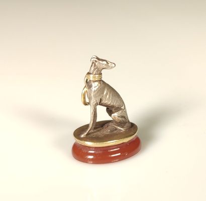 Silver and gold pendant with greyhound design,...