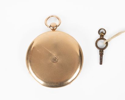 Large guilloché gold pocket watch. Metal...