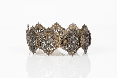 Bracelet articulé en argent, orné de plaques...