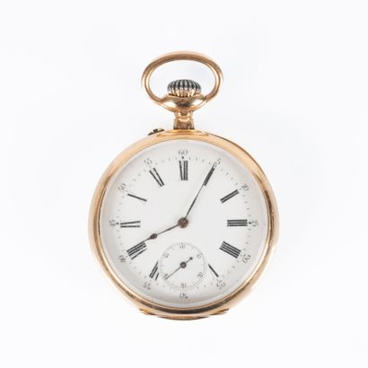 Montre de poche en or rose à double face:...