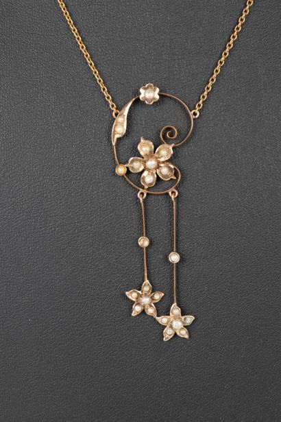 9k rose gold negligée necklace, asymmetrical...