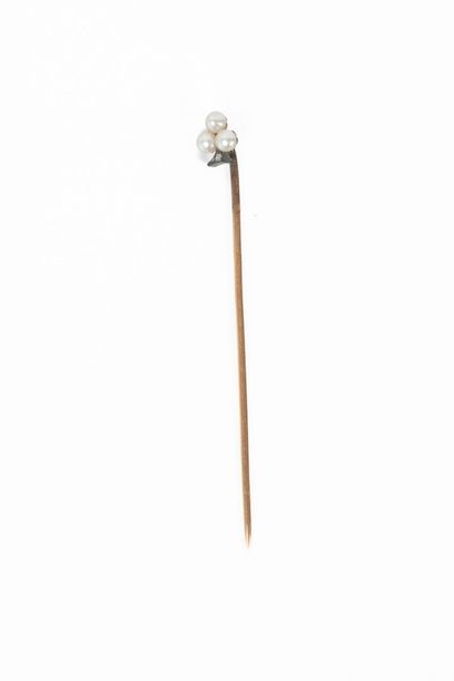 Epingle de cravate en or et argent sertie...