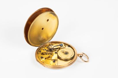 Large guilloché gold pocket watch. Metal...