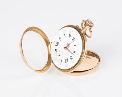 Montre de poche en or, le cache-poussière...