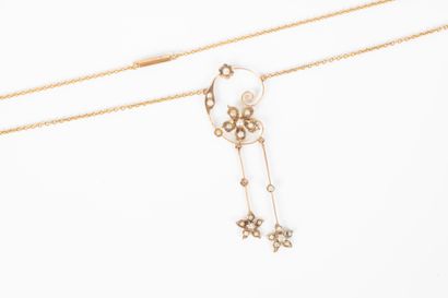 9k rose gold negligée necklace, asymmetrical...