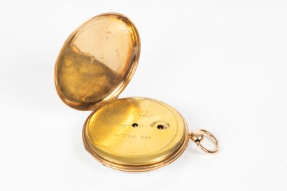 Large guilloché gold pocket watch. Metal...