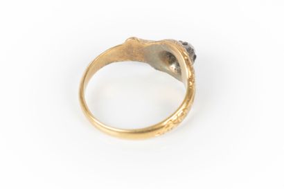Bague solitaire en argent et or sertie d'un...