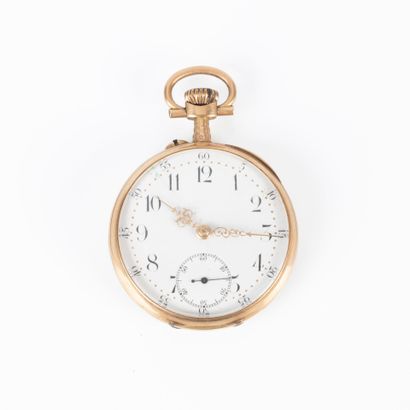 Montre de poche en or gravé de fleurs et...
