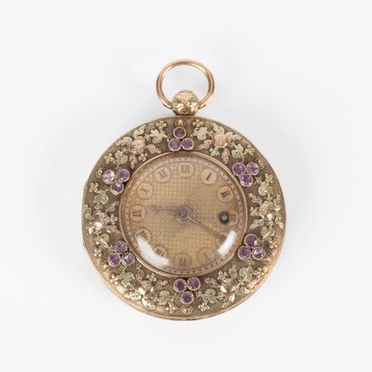Montre de poche en or de deux tons, décor...